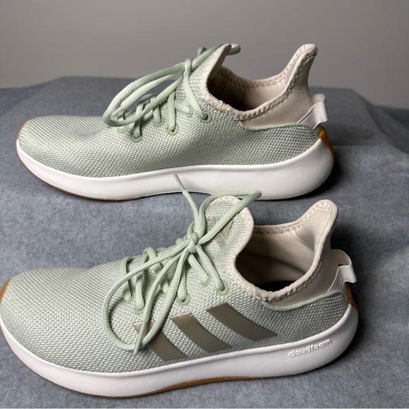Adidas Cloudfoam Plus Women's Running Shoes Light Green Size 8 Athletic Sneakers - Picture 1 of 8